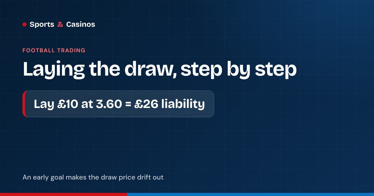 Lay the draw: lay £10 at 3.60 for a £26 liability, then back £6.55 at 5.50 after a goal