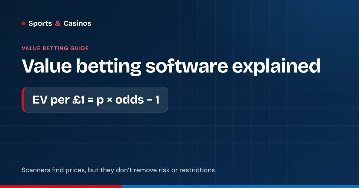 Value betting software compares a bookmaker price with a fair price from a sharp market
